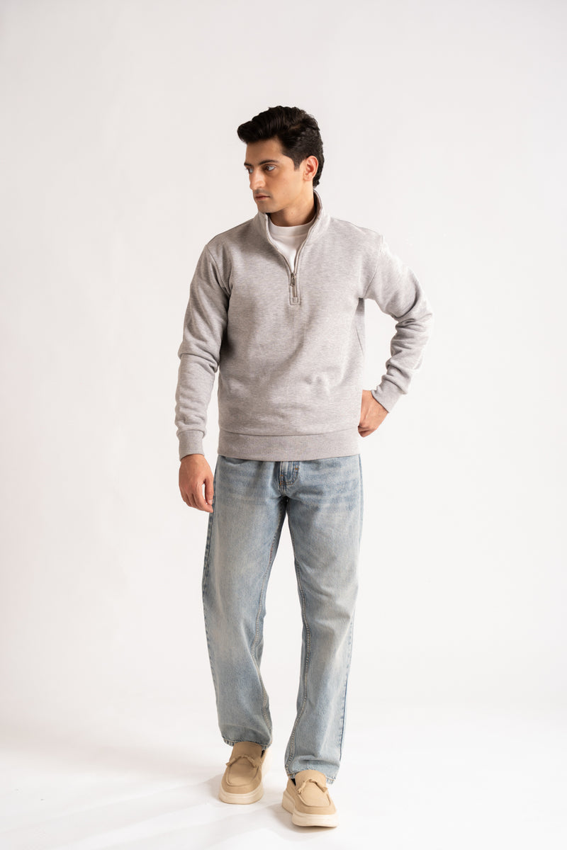 Regular - fit zip - neck sweatshirt