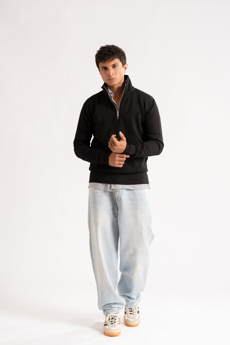 Regular - fit zip - neck sweatshirt