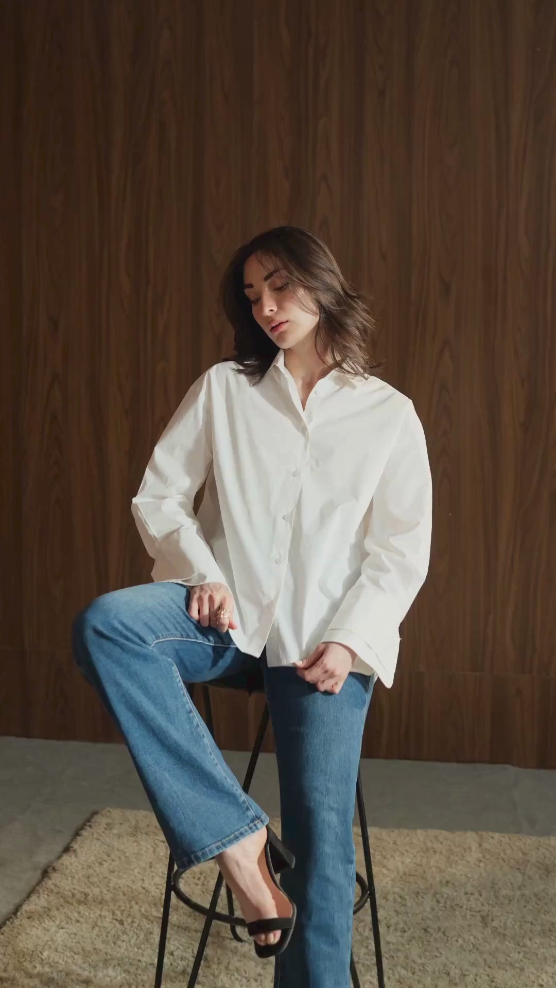 Open-collar cotton shirt