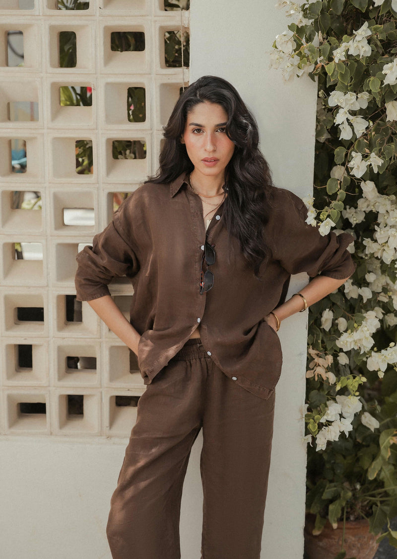 Linen Blend Button Down Shirt
